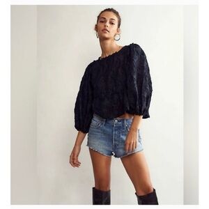 Free People Callie Black Lace Top